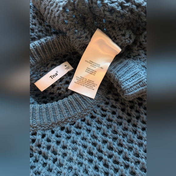 TNA Ponderosa Crochet Mesh Short Sleeve Sweater – Blue | Aritzia Size Medium - Picture 14 of 14